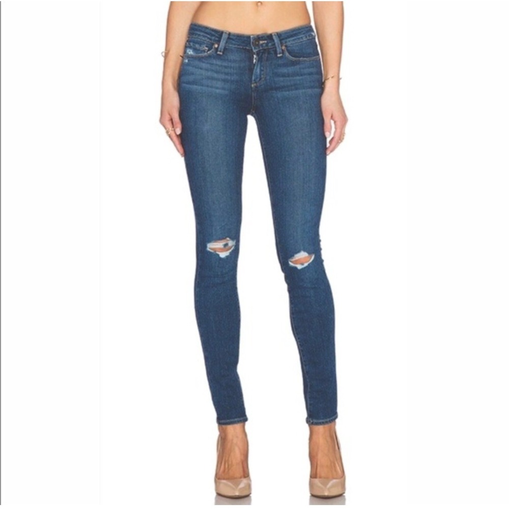 Paige Verdugo Ankle Jeans Orleans Destroy Distressed Blue Skinny Denim Size 27